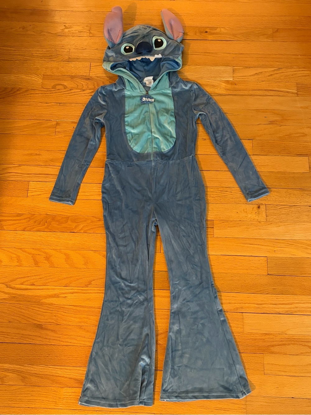 Disney Blue Stitch Hooded Kids One-Piece Jumpsuit